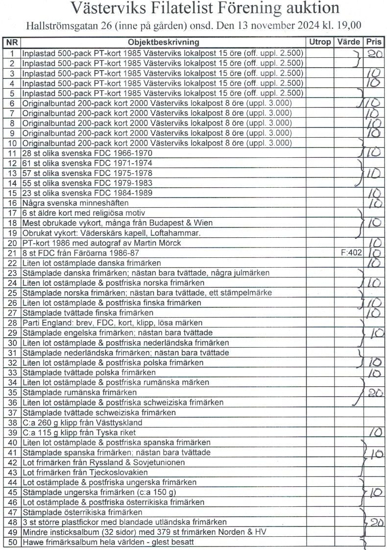 Auktionslista 241113 del1